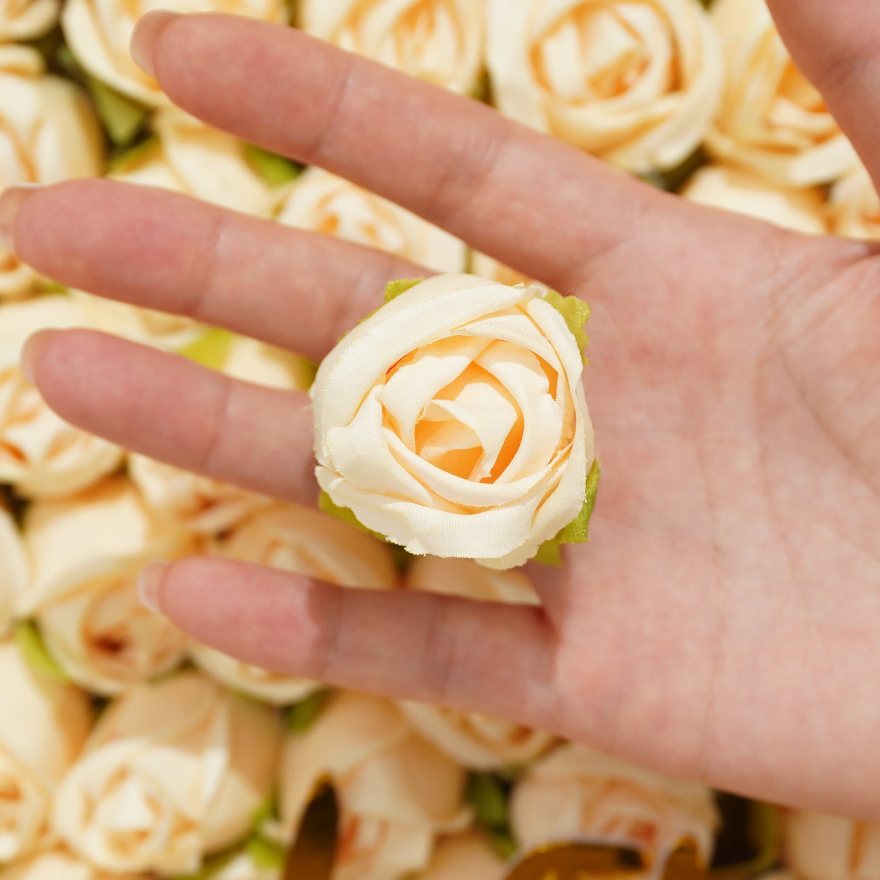 champagne‑artificial‑rose‑bud‑bloom‑detail‑view