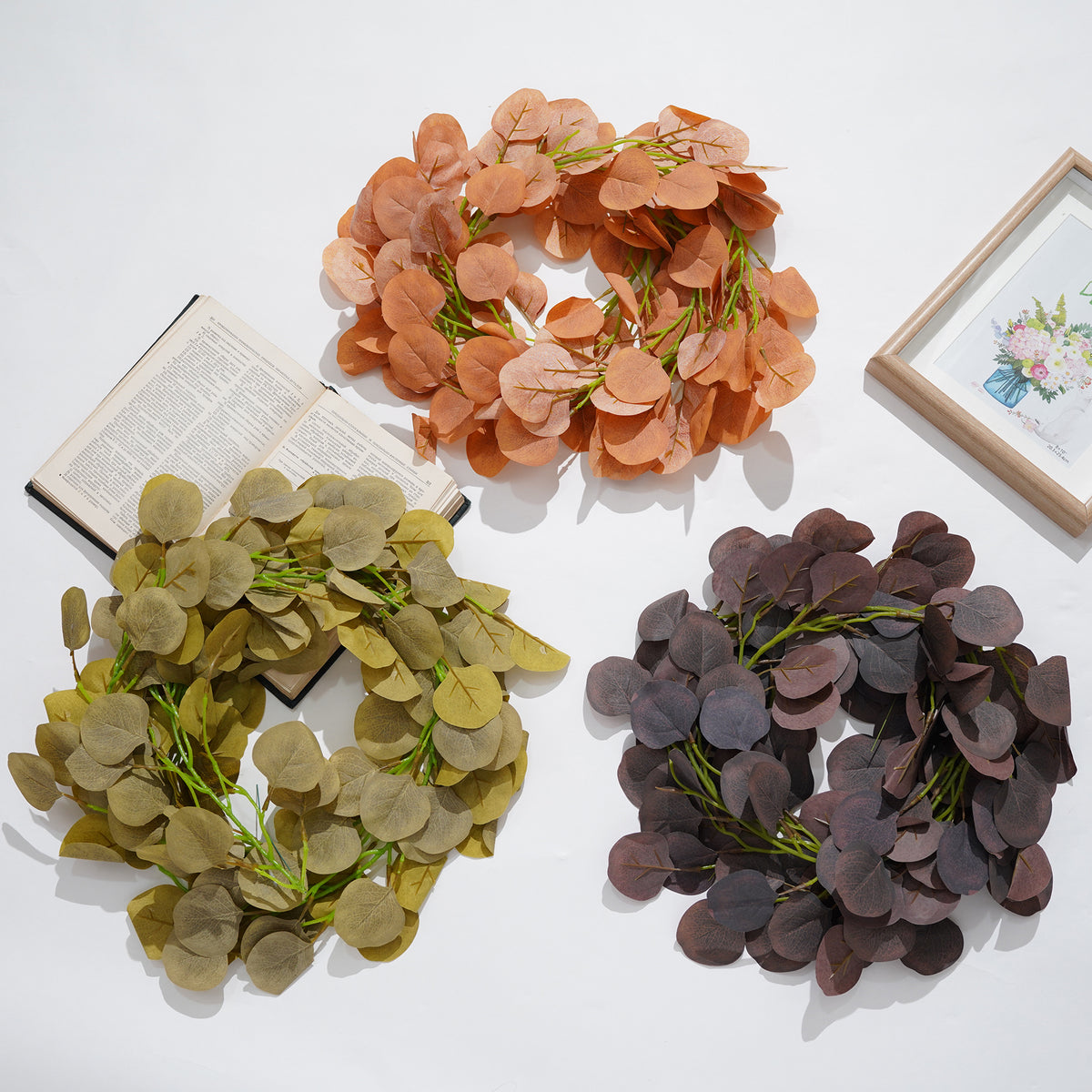 Burgundy artificial eucalyptus vine backdrop decoration