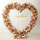 Heart flower arch on decorative white wall panel