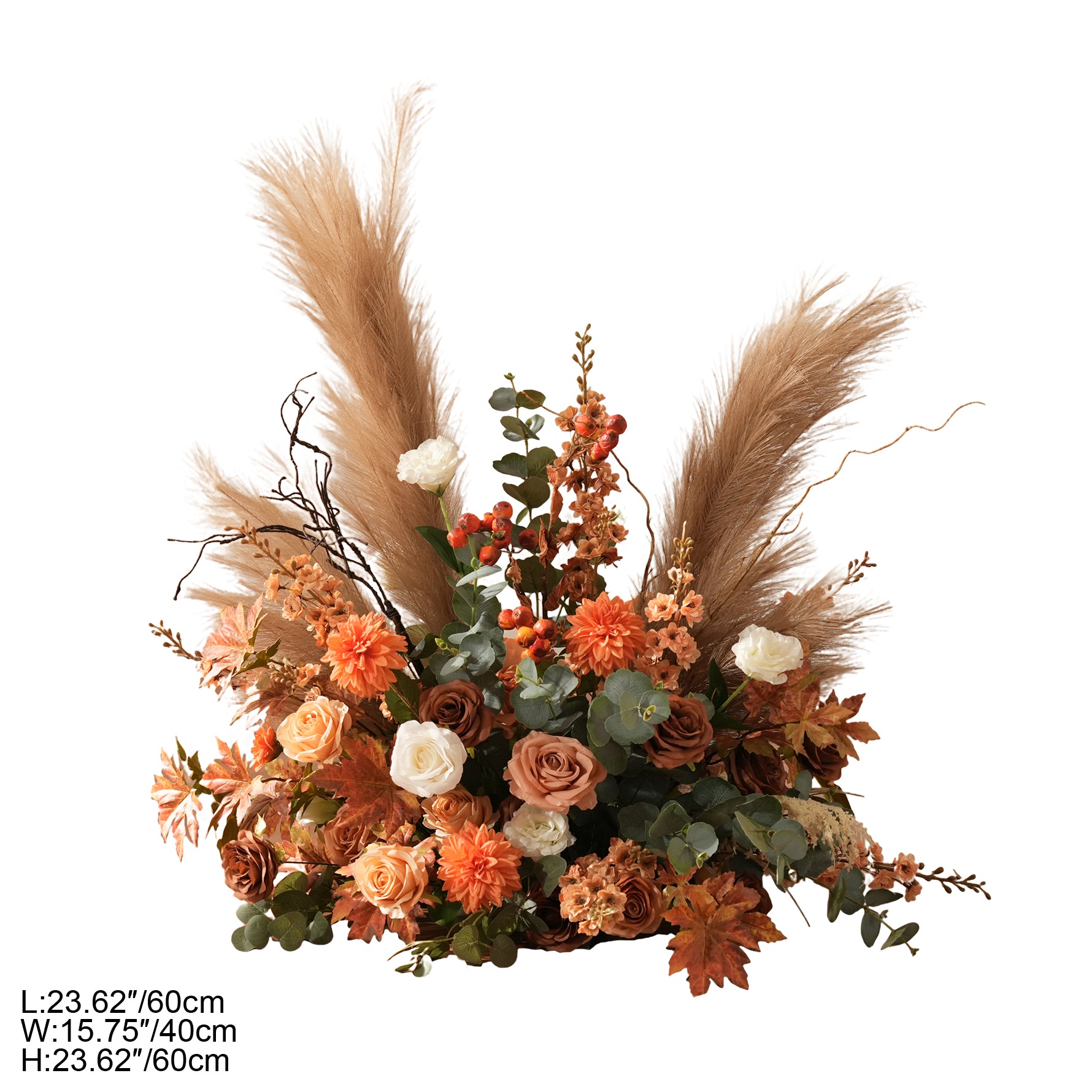 Pampas grass autumn hanging floral swag for moon shaped backdrop