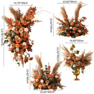 Rust maple leaf pampas grass artificial flower bouquet decor