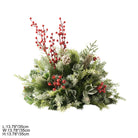 Faux christmas arch flowers featuring red berries, pine cones and burgundy magnolia blooms