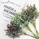 Hand-tied bunch of artificial silver dollar eucalyptus stems