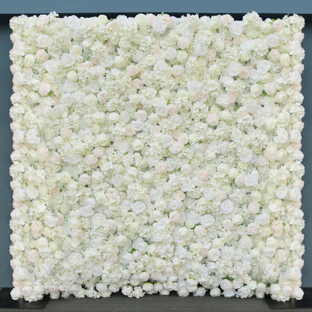Event using reusable faux white flower wall