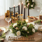 Neutral white green gold Christmas table decor inspiration