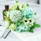romantic mixed silk peony hydrangea bouquet for wedding