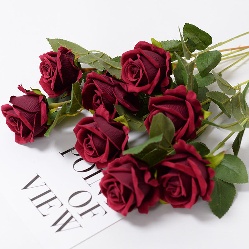 Purple fake long stem rose flower