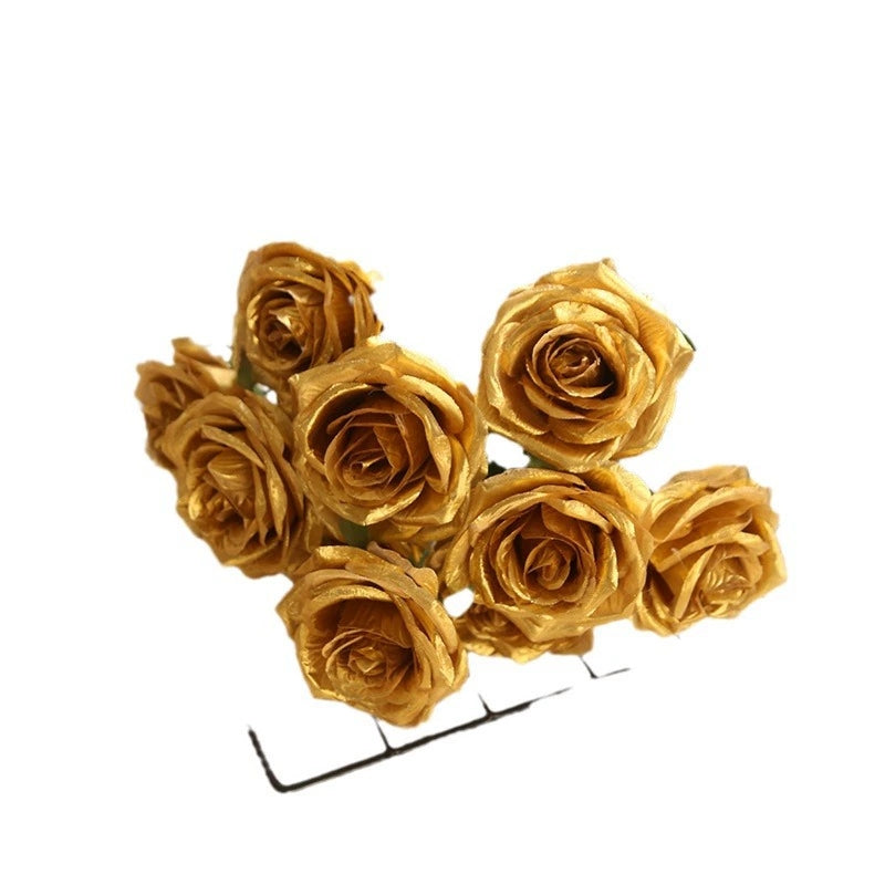 gold-fake-rose-blooms-table-product-display
