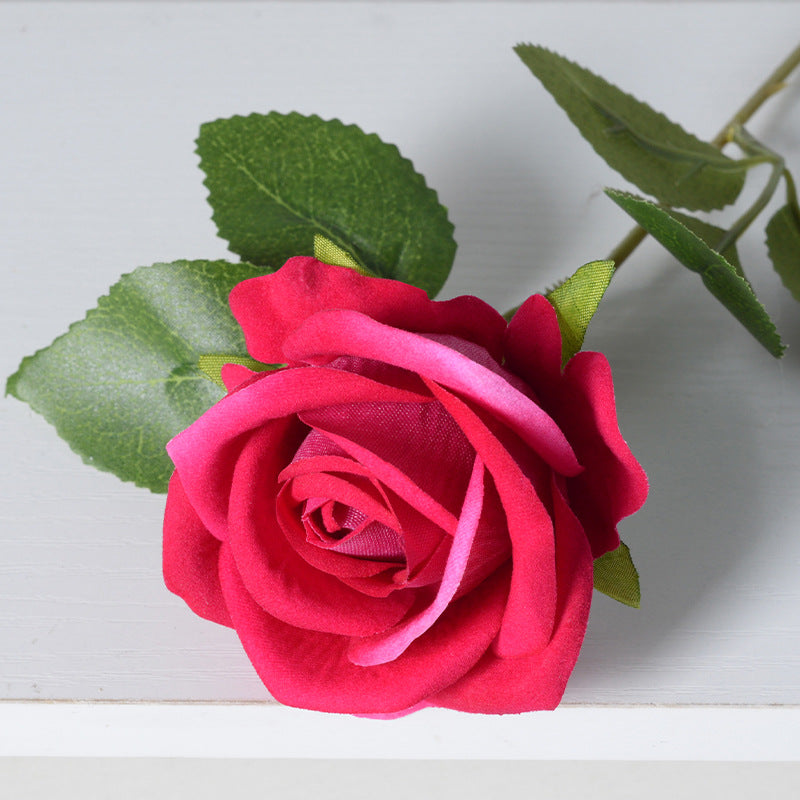 Black faux long stem rose single flower