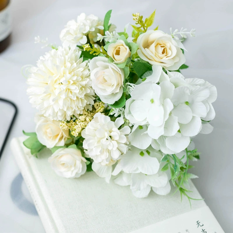 ivory dahlia artificial wedding bouquet for reception decor