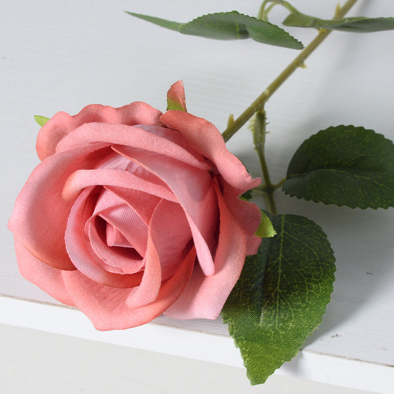Home decor fake long stem silk rose