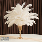 Event table centerpiece with full white ostrich feather ball