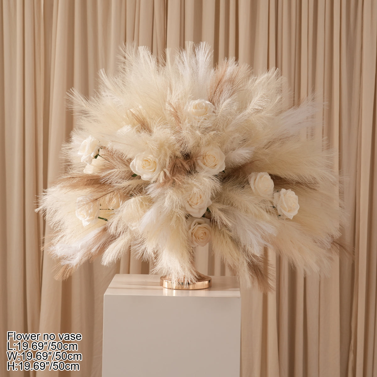 pampas grass floral row for outdoor wedding aisle