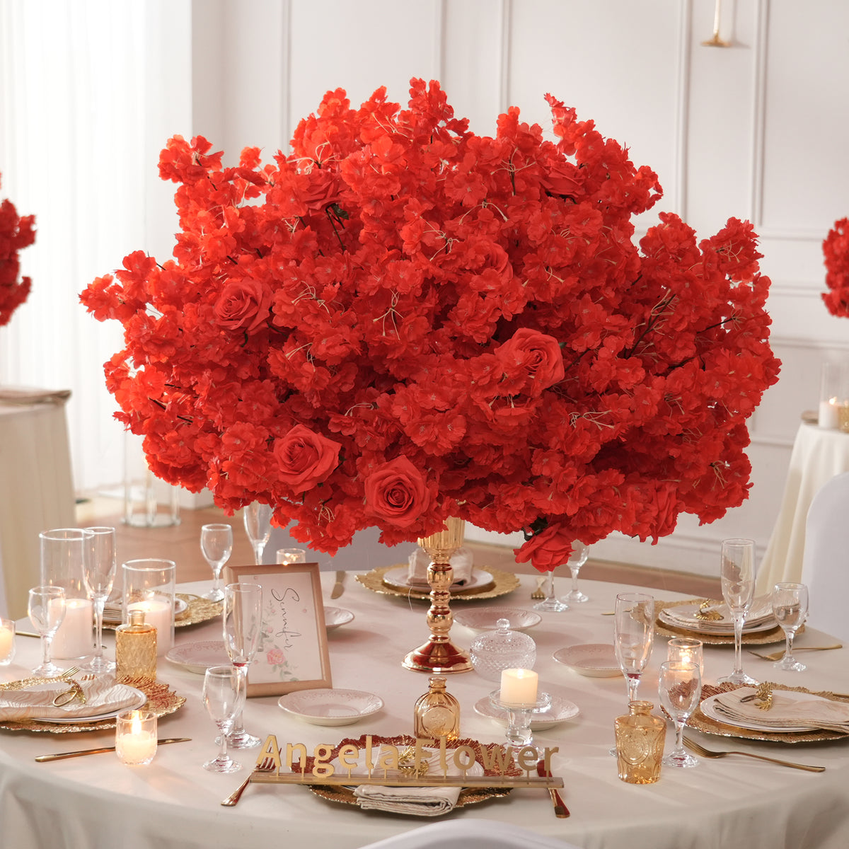 Red rose cloud ball duo in large and small combination