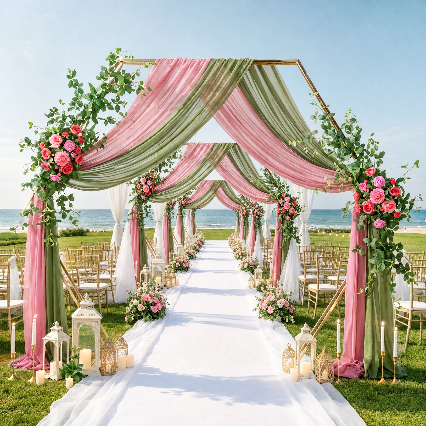 artificial‑bright‑pink‑arch‑hanging‑floral‑arrangement
