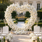 Dreamy White Rose Heart Backdrop For Wedding Photos