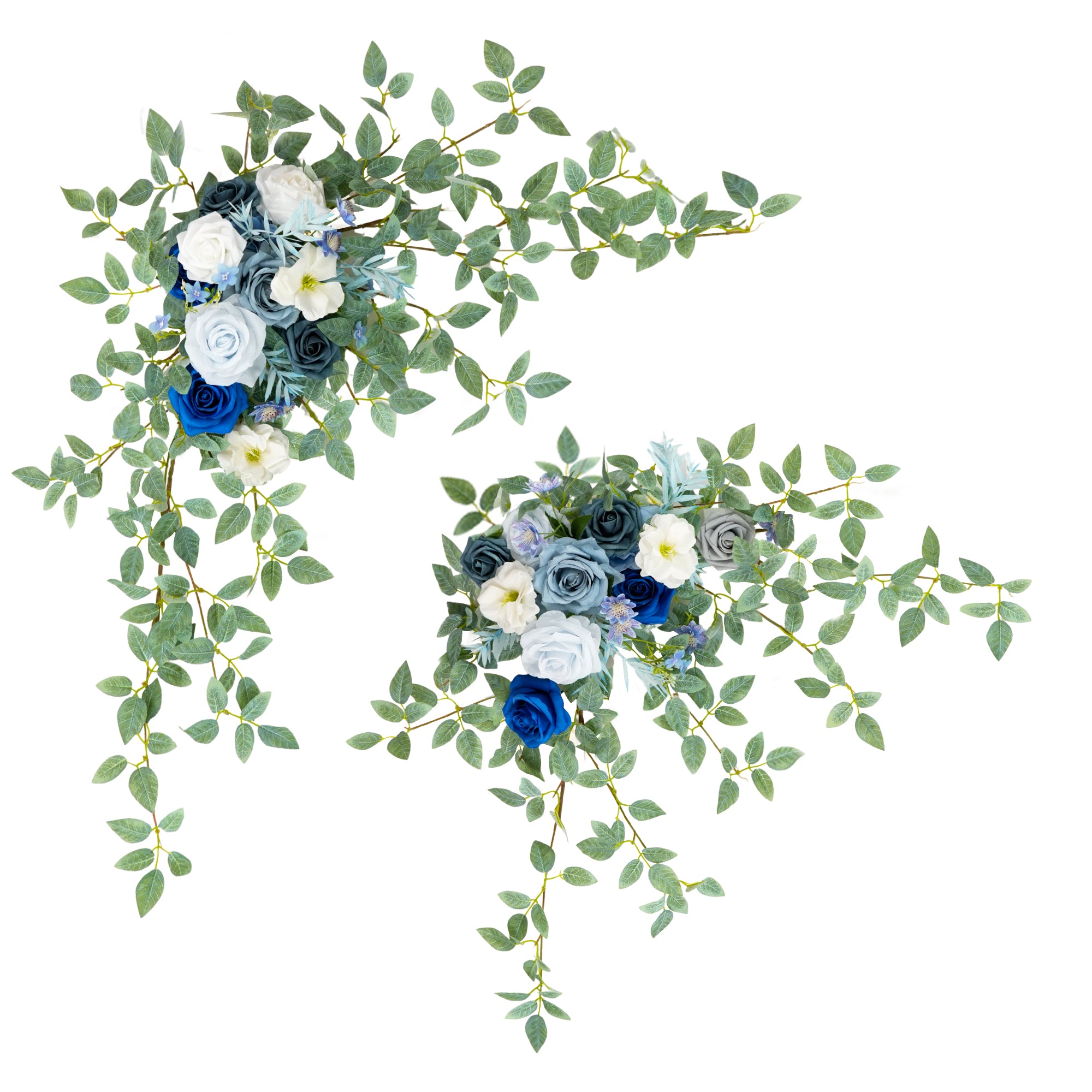 A9006 2pcs Blue White Rose Garland Table Centerpiece Sweetheart