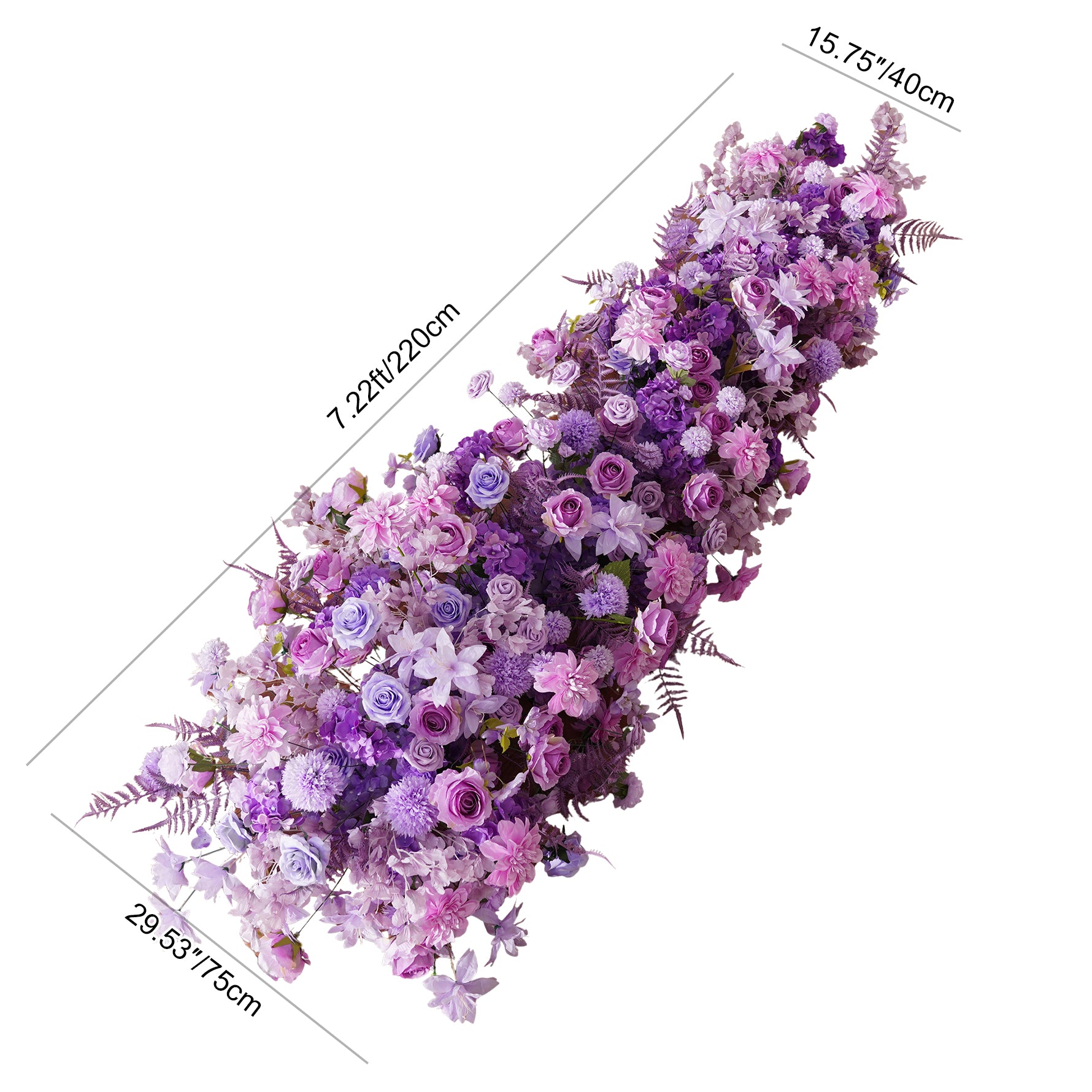 purple-hydrangea-floral-runner-for-wedding-decor