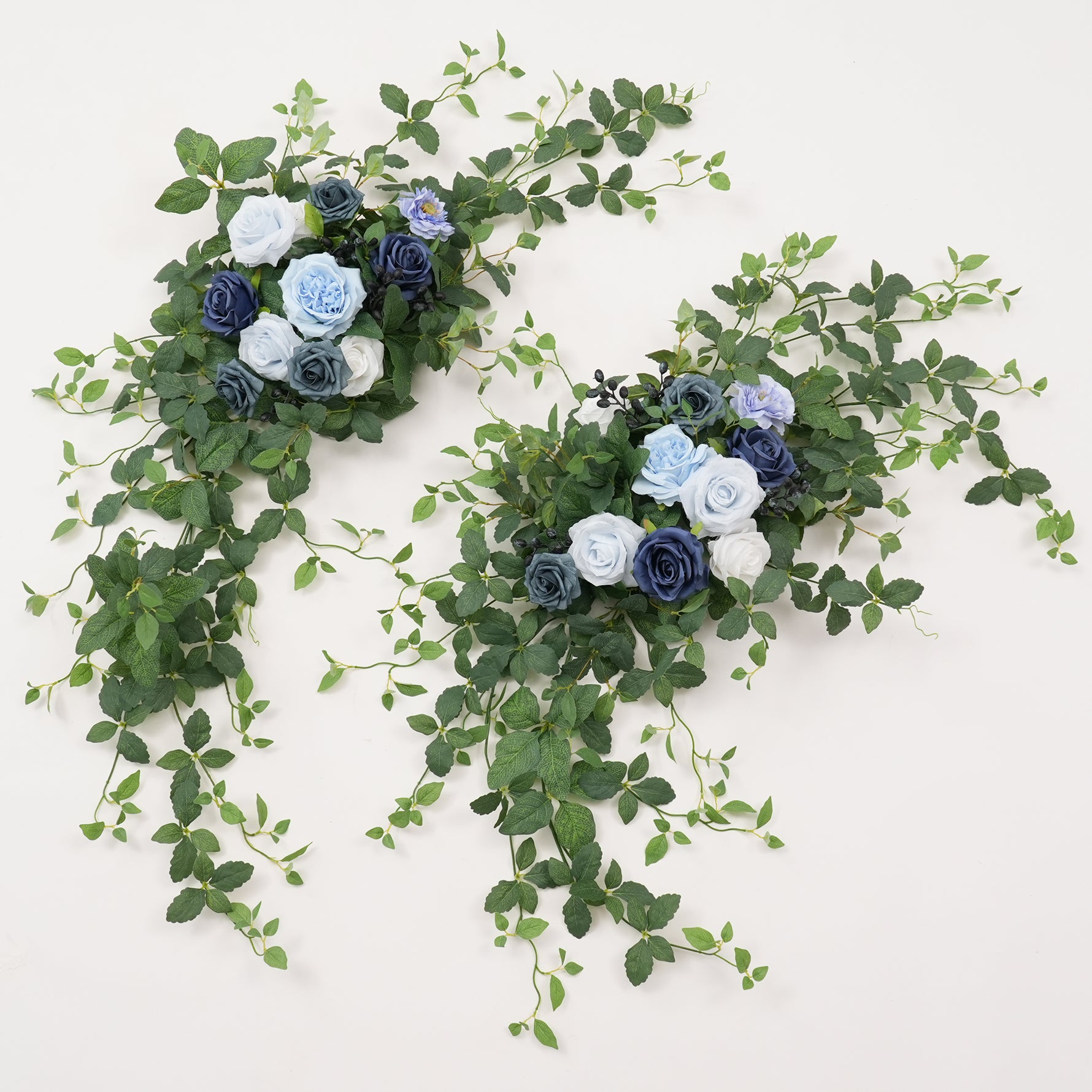 Boho blue faux flower arch decorations