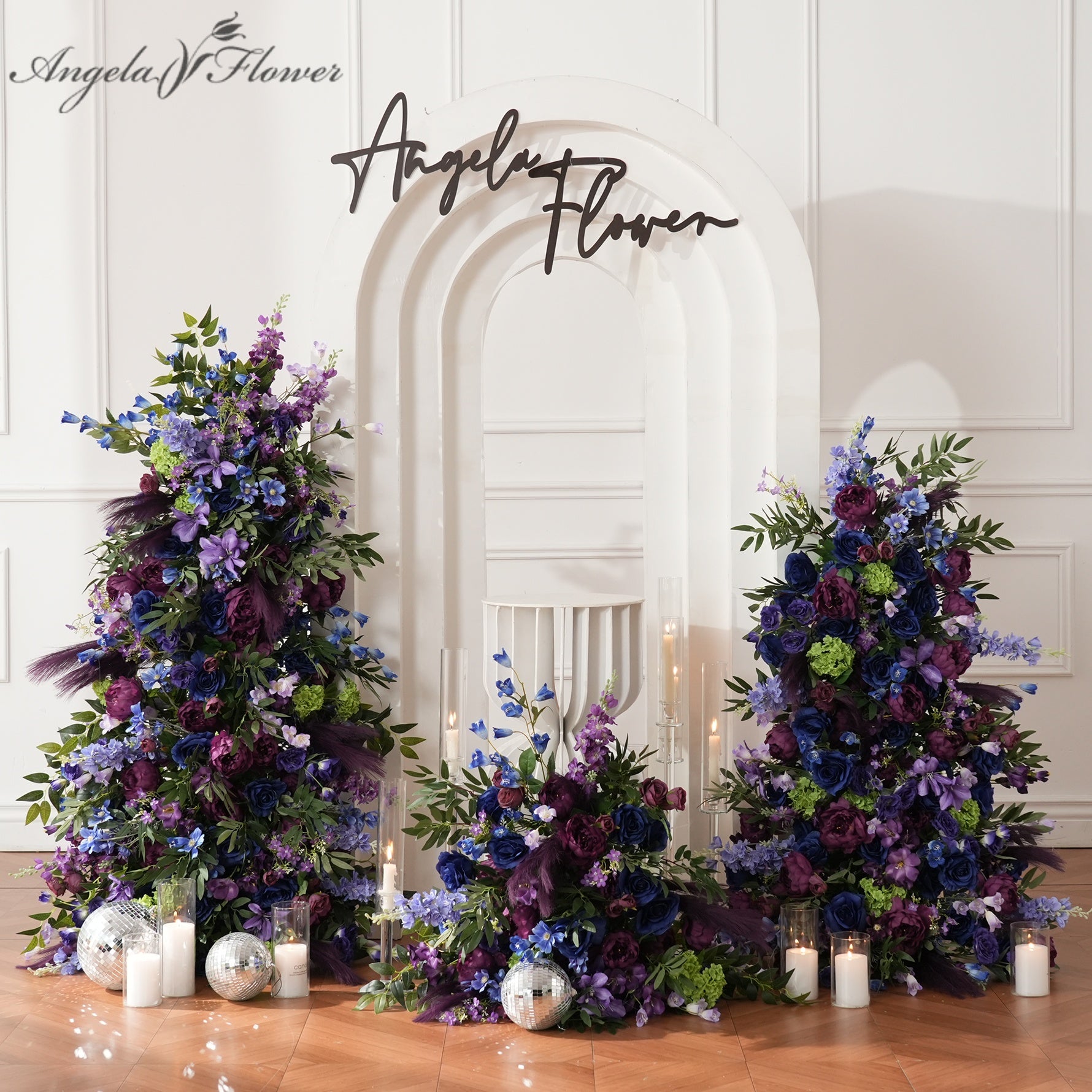navy_purple_wedding_floral_arrangement_set