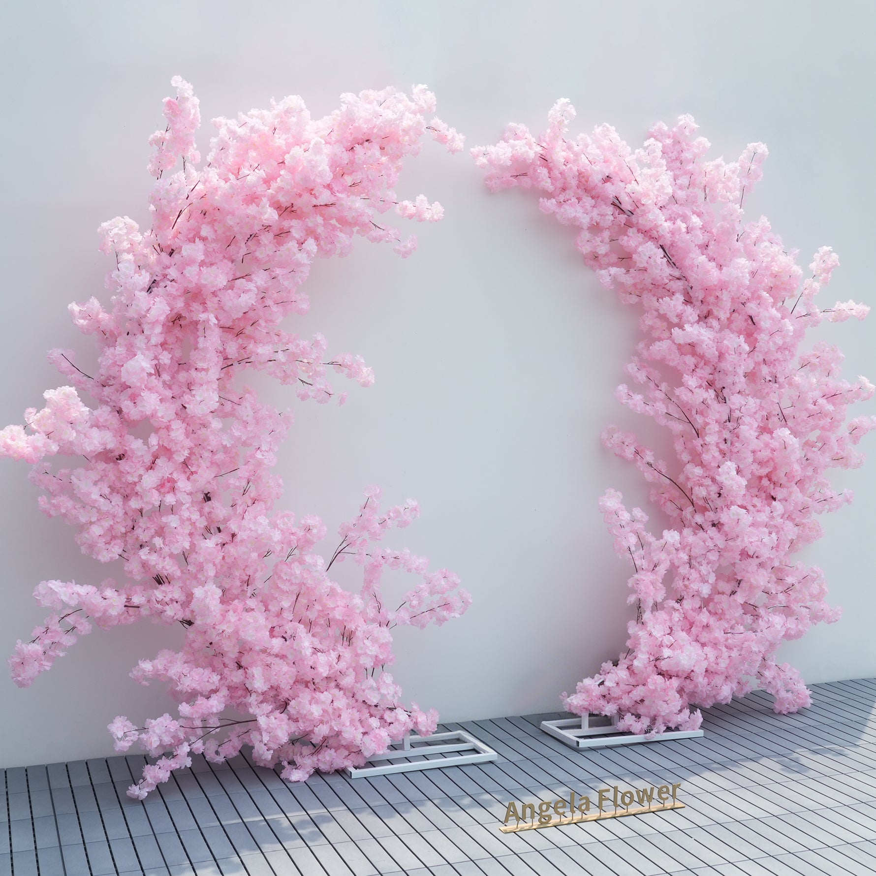 フォトブース フラワーピンク 2pcs 9.8ft Cherry Blossom With Shelf Moon Arch Outdoor Wedding