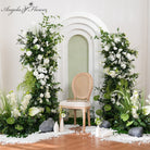 White Green Mori Wedding Arch Floral Decor