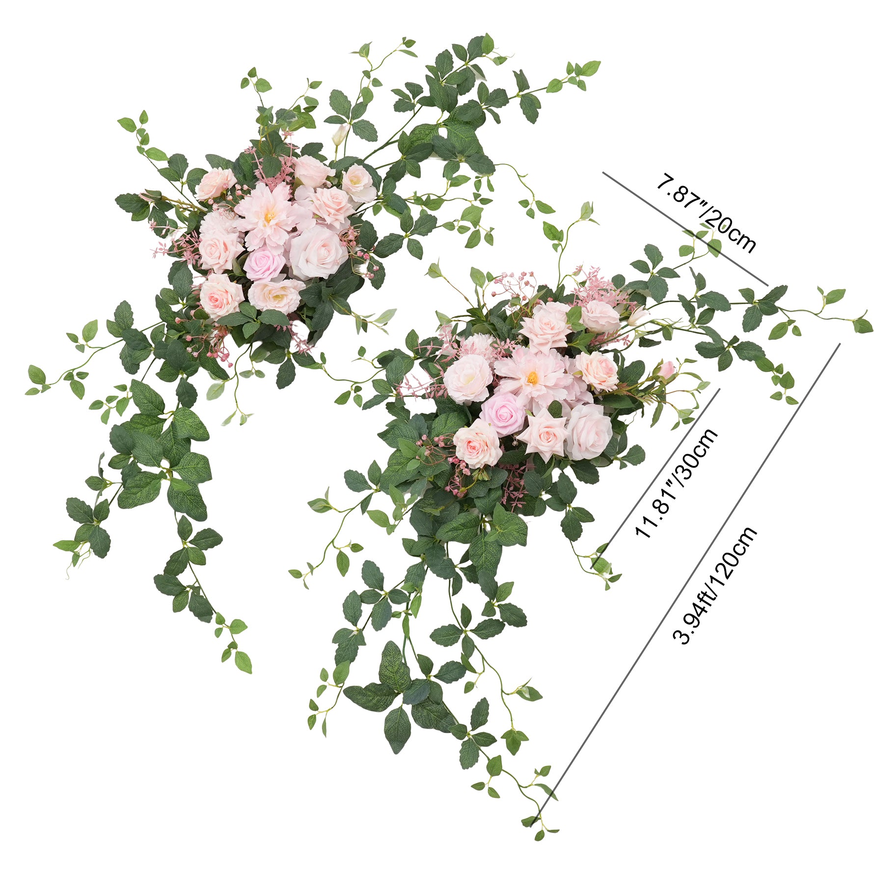 Boho blush rose arch hanging blooms
