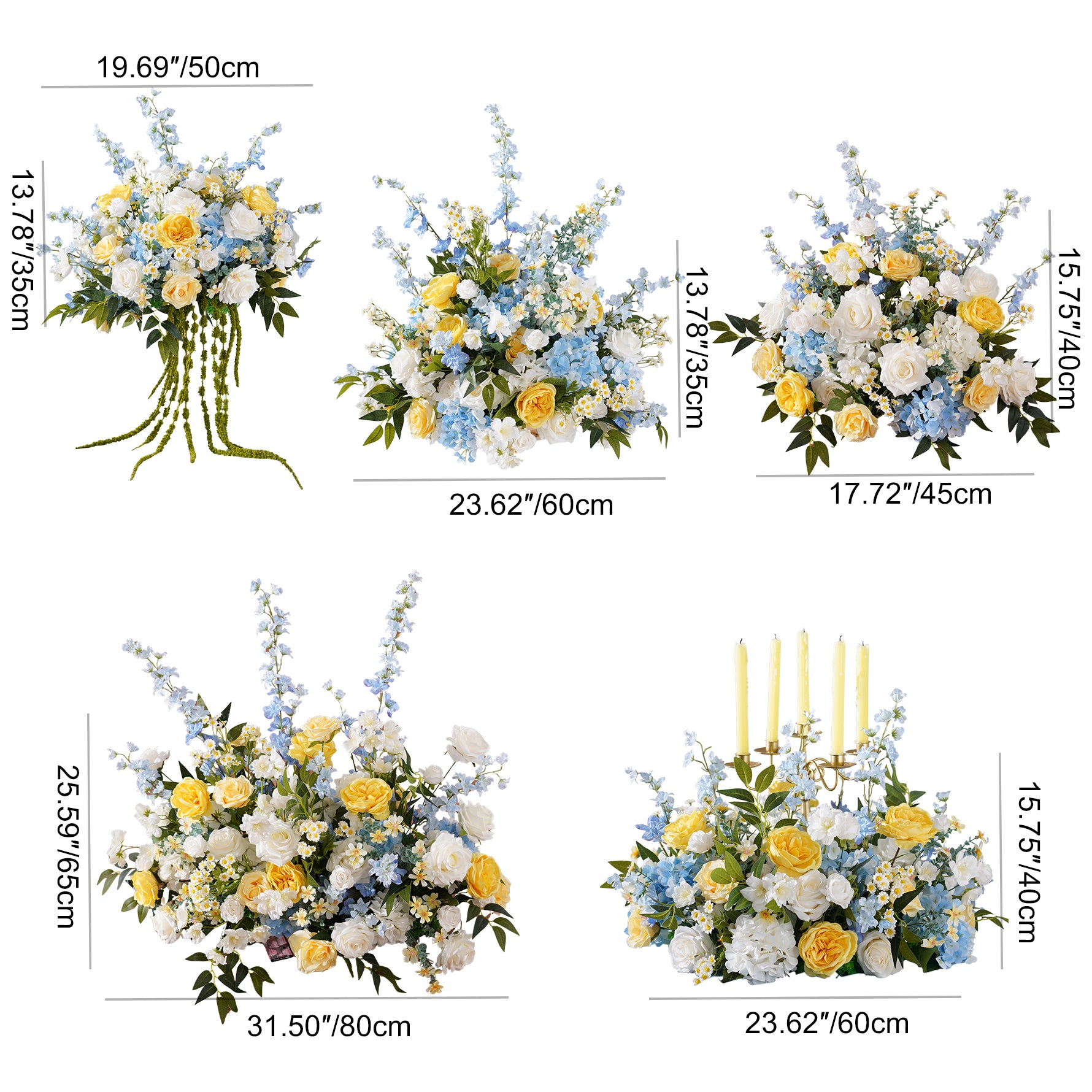 Blue White Flower Ball Arrangement