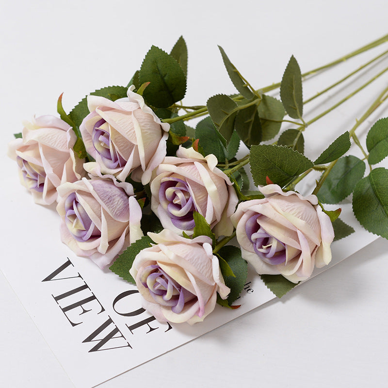 Multi color long stem artificial rose set