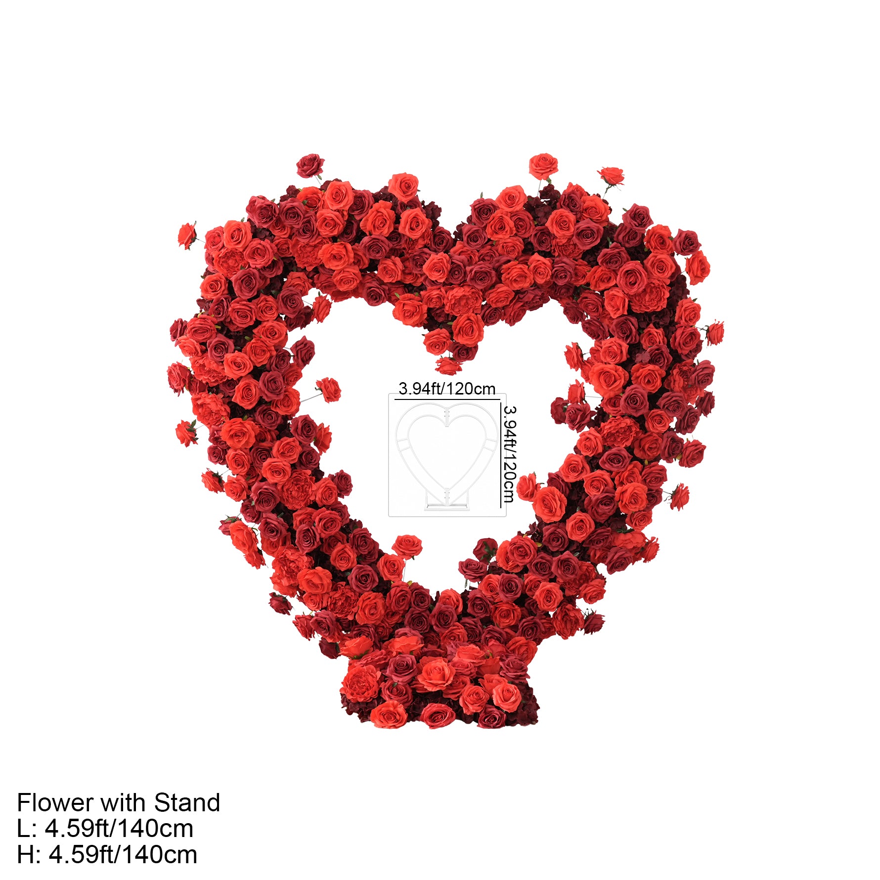 Deep Red Rose Heart-Shaped Arch Flower Arrangement Cloth Base