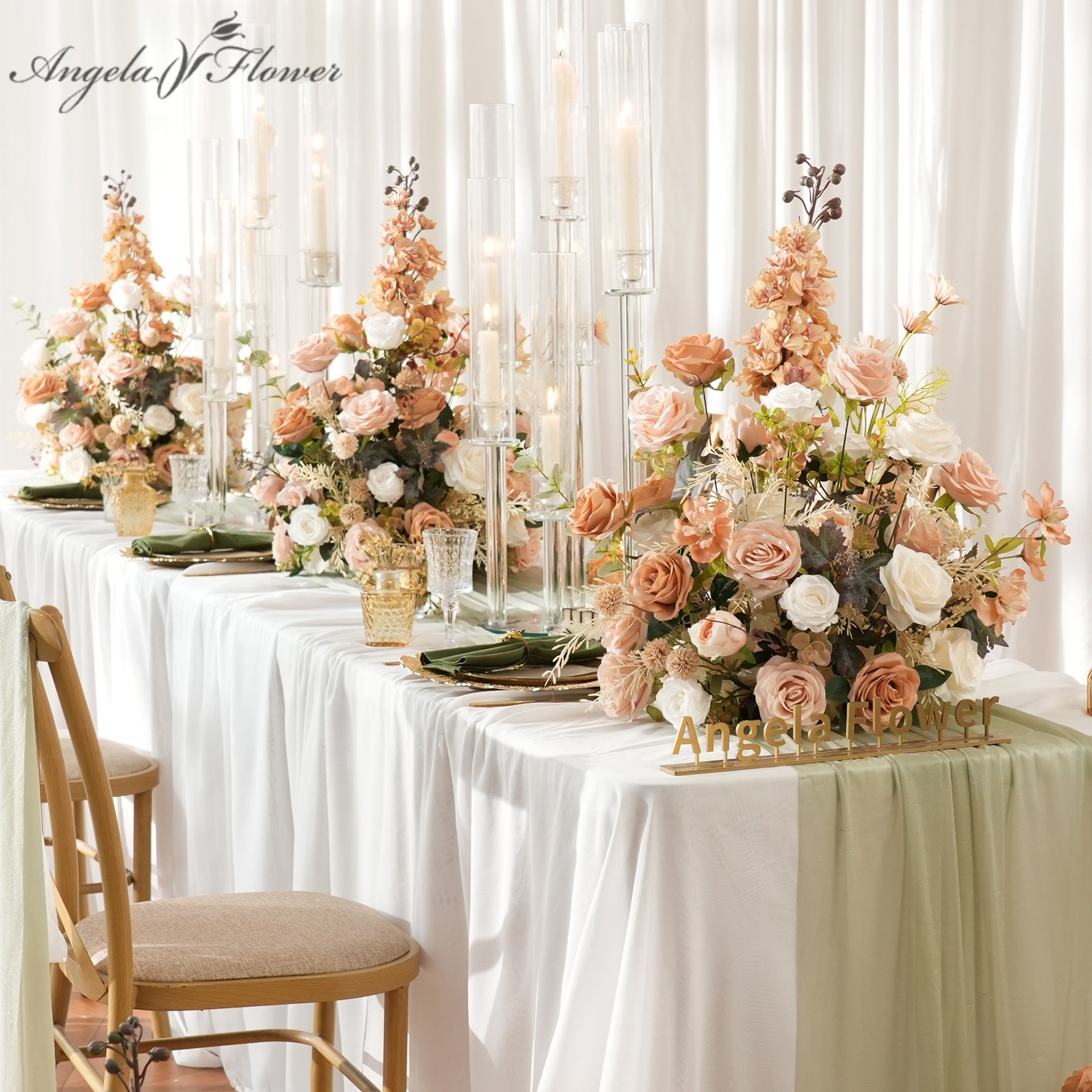peach-ivory-flower-table-centerpiece