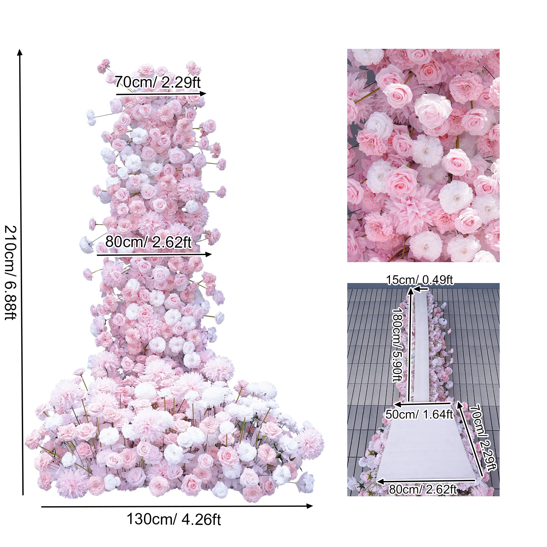 Luxury Pink White Rose Dahlia Floral KT Board Outdoor Wedding