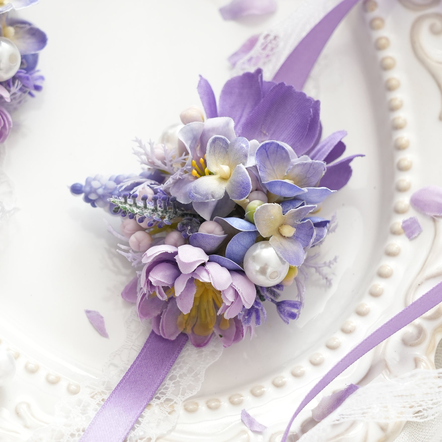 lavender flower corsage A9002 2pcs/set Artificial Purple Lavender Wrist Flower Bride Corsages – Angela Flower