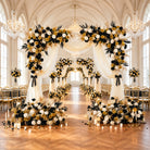 Black gold artificial flower corner swag for wedding arch