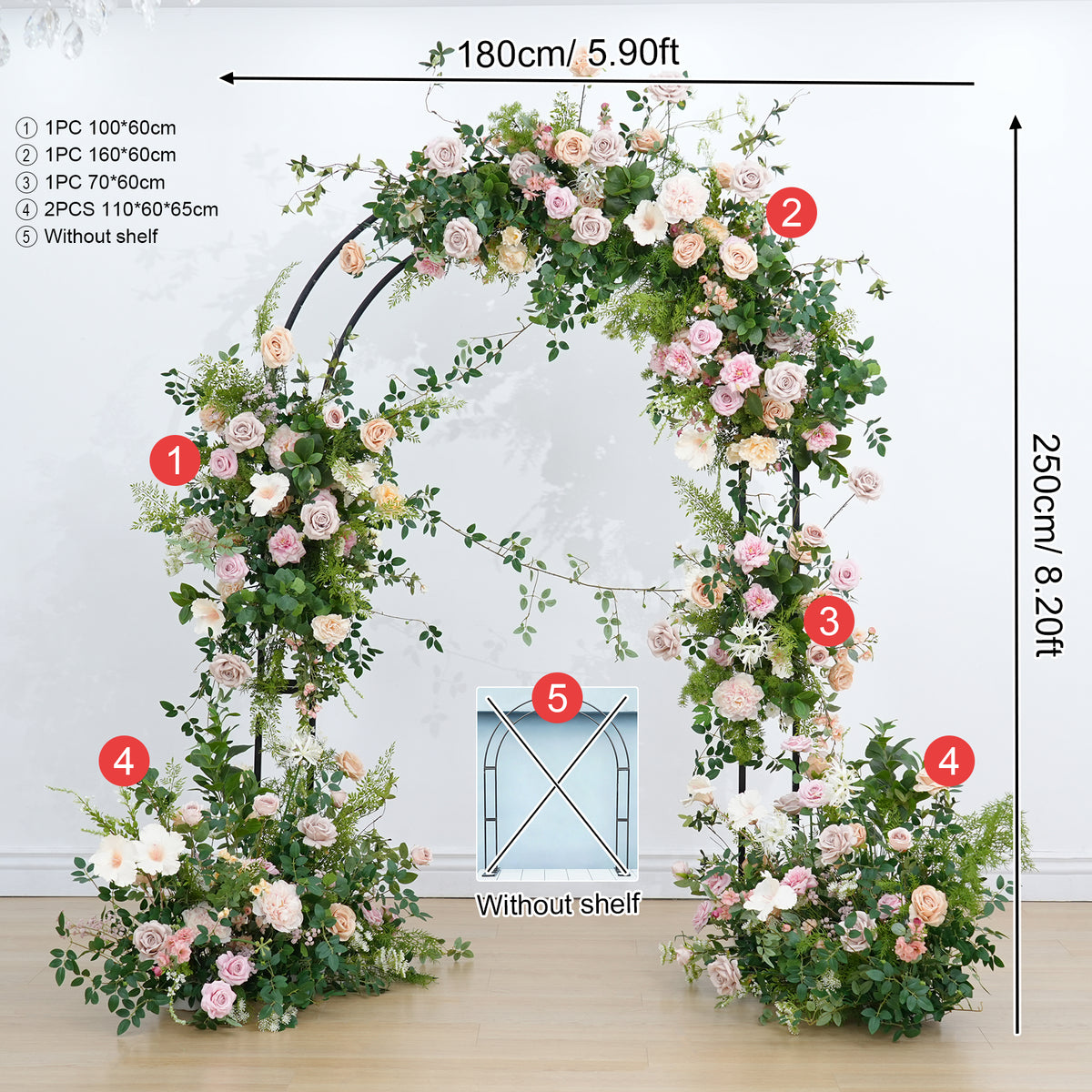 Reception photo booth floral arch set
