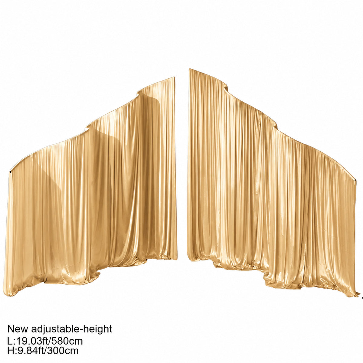 Golden beige satin wedding arch drape, large hanging fabric backdrop for wedding reception 