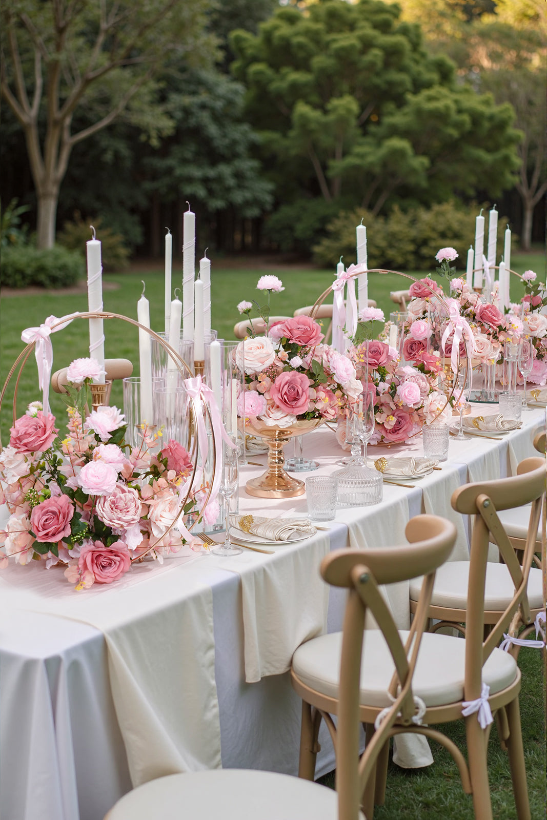 A8141 2pcs Pink Rose Table Centerpieces Wedding Event