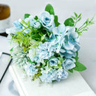 soft blue dahlia silk artificial wedding flower bunch