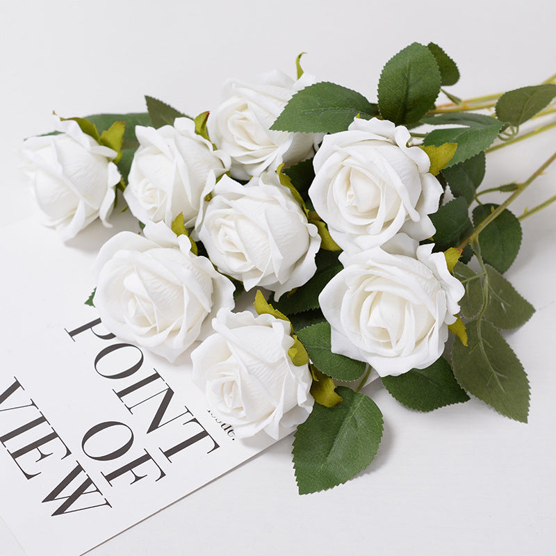 DIY bouquet long stem fake silk rose