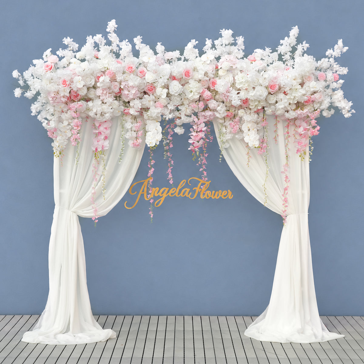 Fuchsia wisteria hanging flower arrangement for party