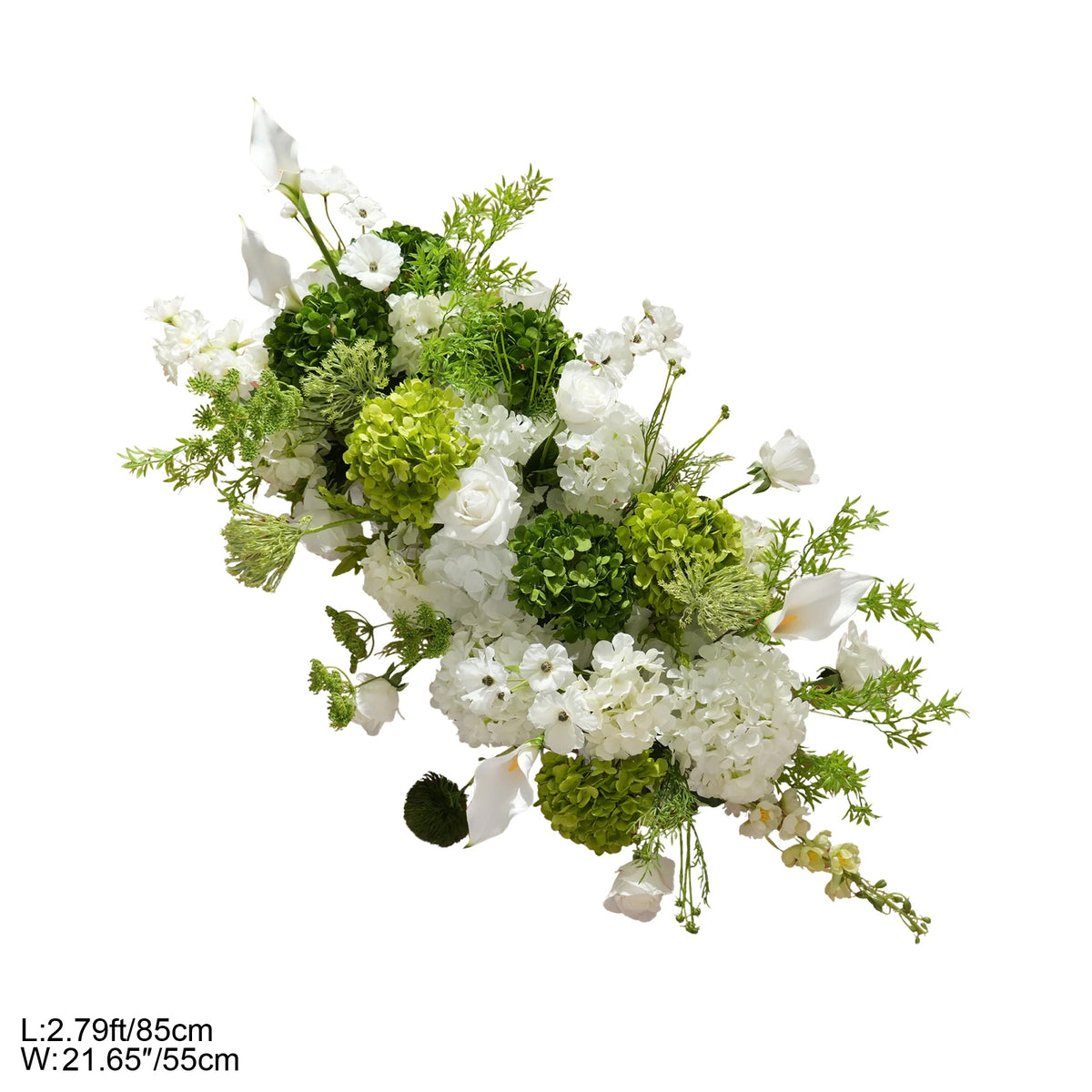 full white green wedding arch with hanging green vines