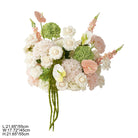 Round green artificial hydrangea flower head detail