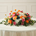 greenery leaves mixed with colorful rose and dahlia