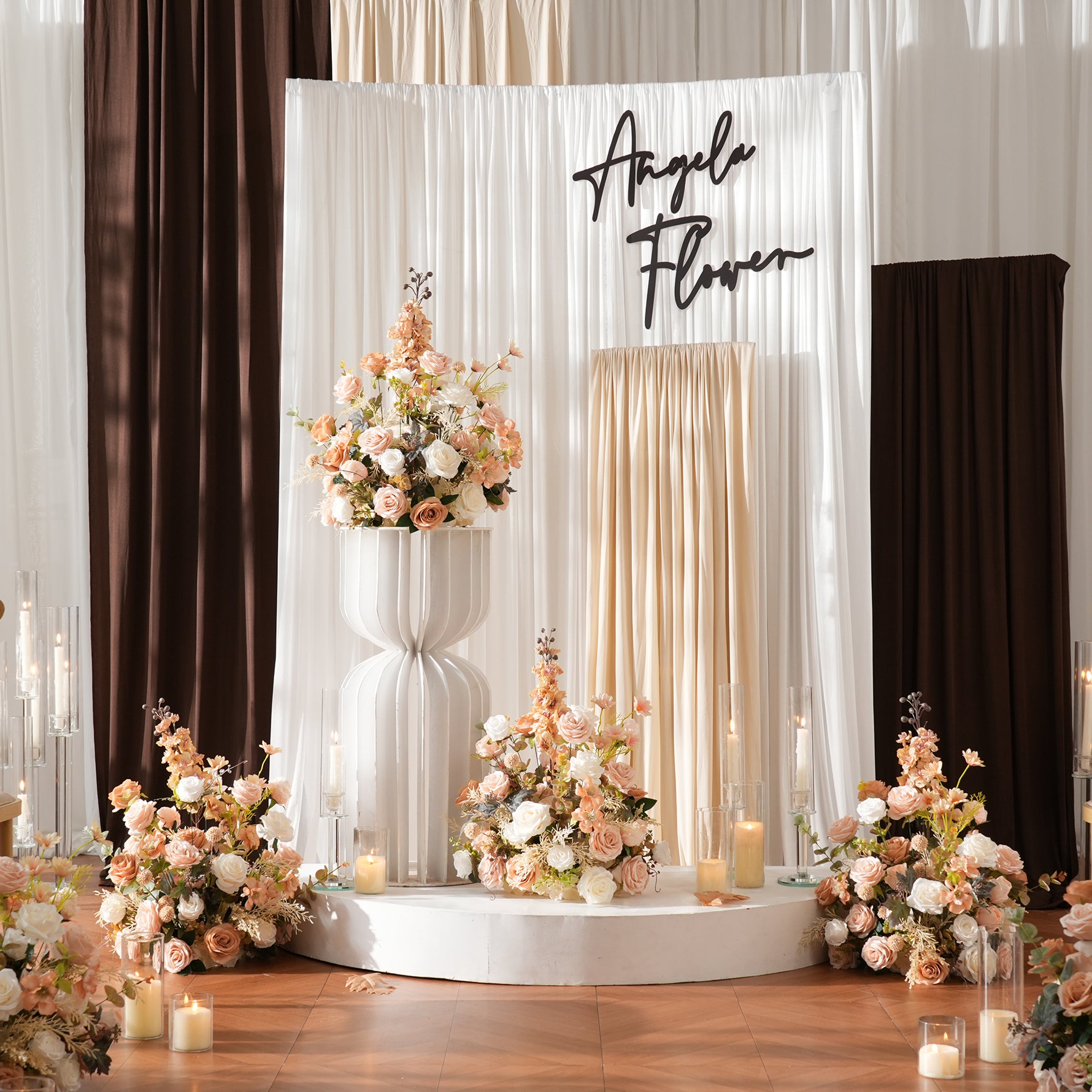 ivory-rose-peach-flower-centerpiece
