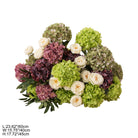 Ivory garden rose accents inside hydrangea pillar