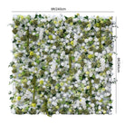 All‑white‑green faux flower wall panel, natural textured mixed blooms for wedding photobooth background decoration