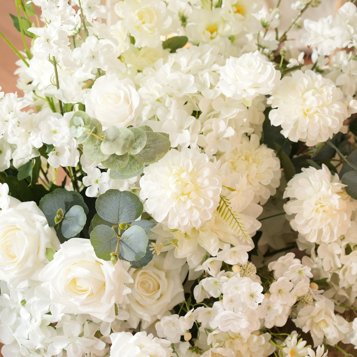 Mixed white silk flower pack with multiple bloom varieties
