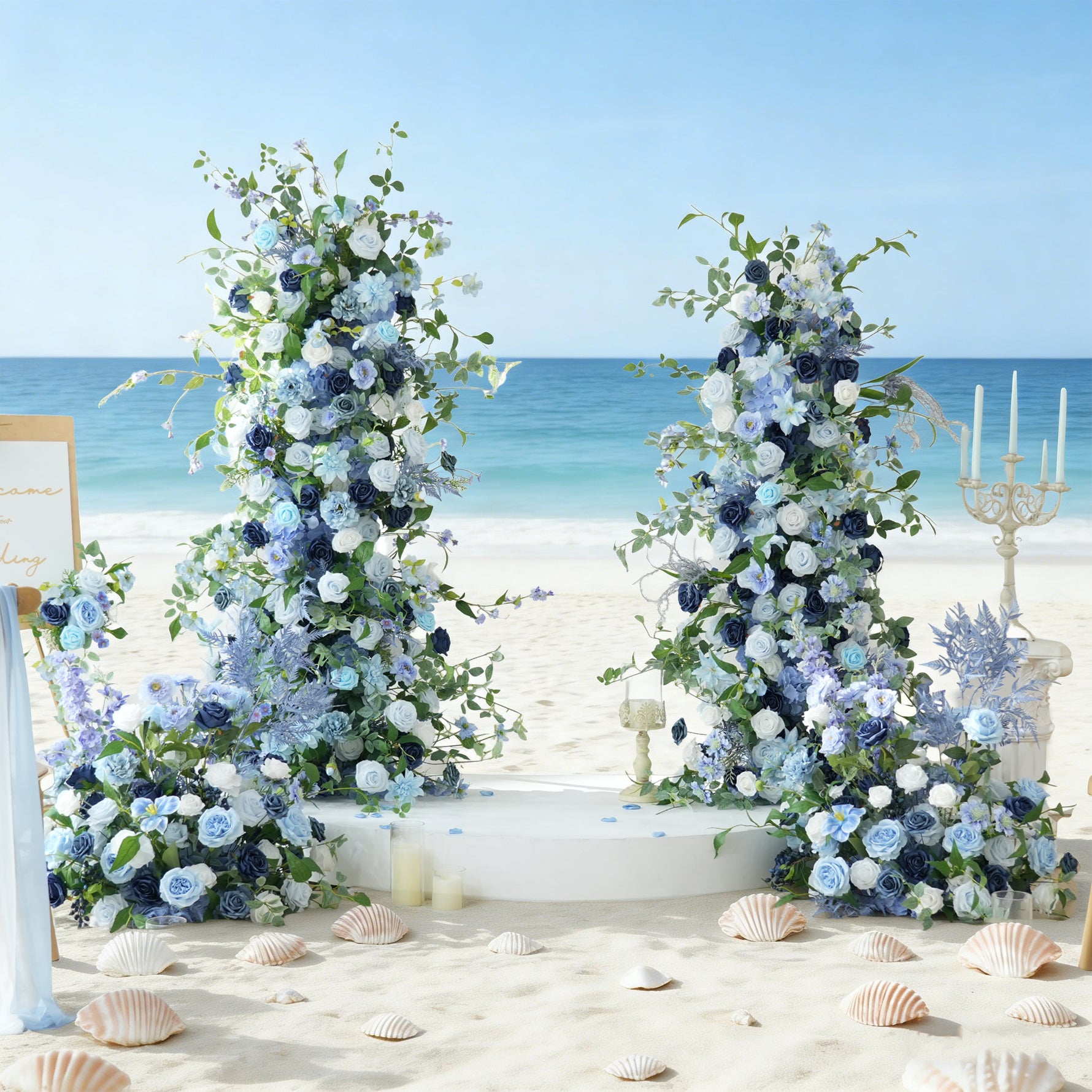 A9076 Blue Greenery Floral Row Table Centerpiece Ball Floor flower