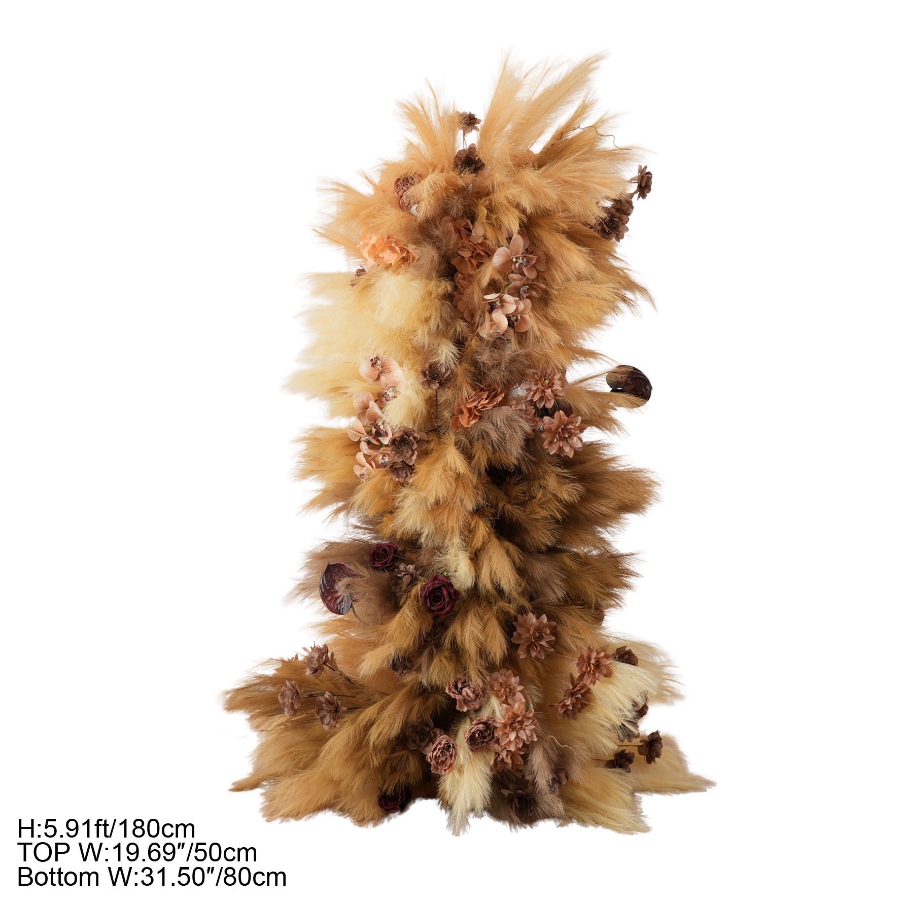 Coffee pampas artificial wedding pillar flowers