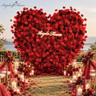 Heart rose artificial flower wall wedding backdrop decor